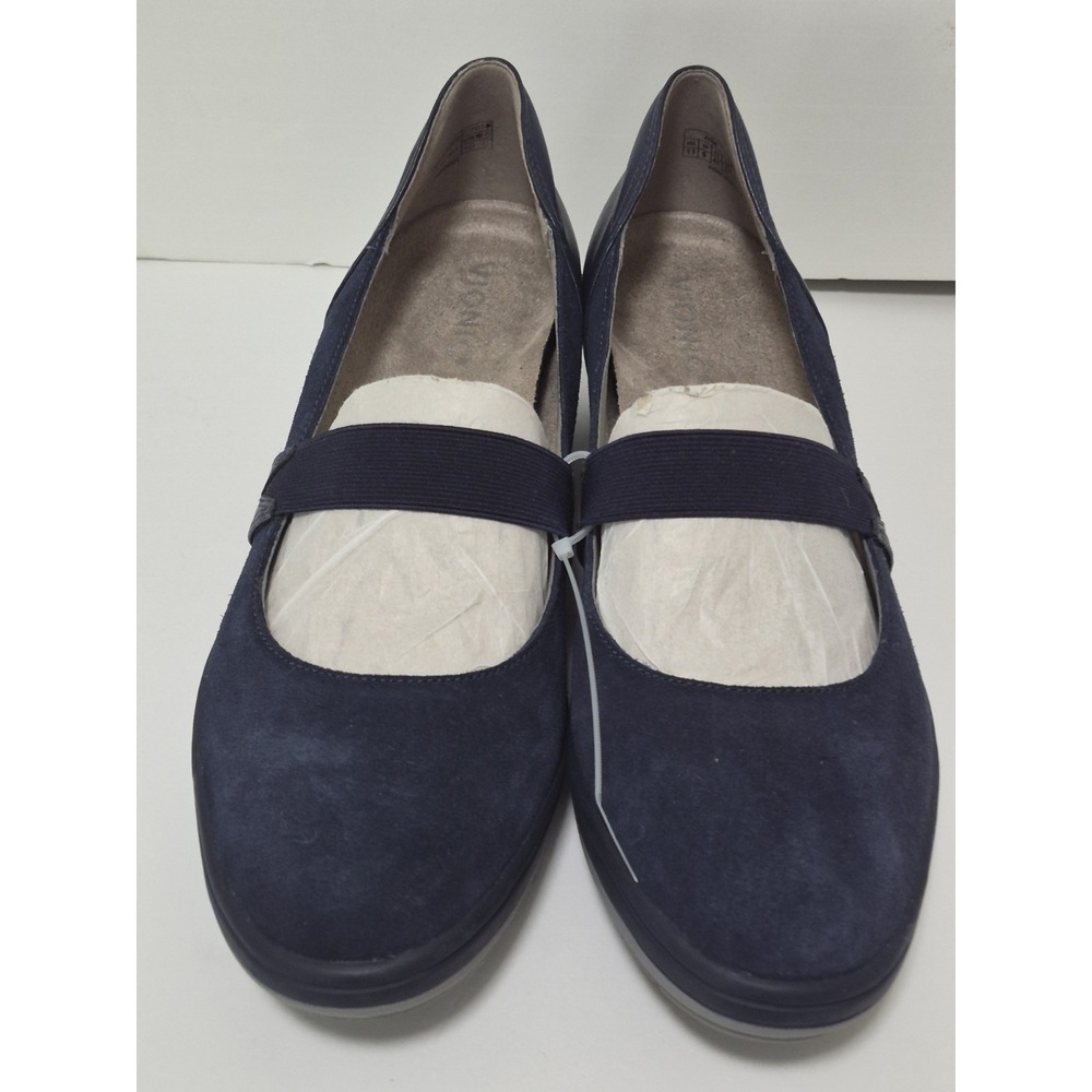 Vionic Juide Women 11 Blue Suede Orthotic Mary Jane Wedge Casual Shoe Comfort